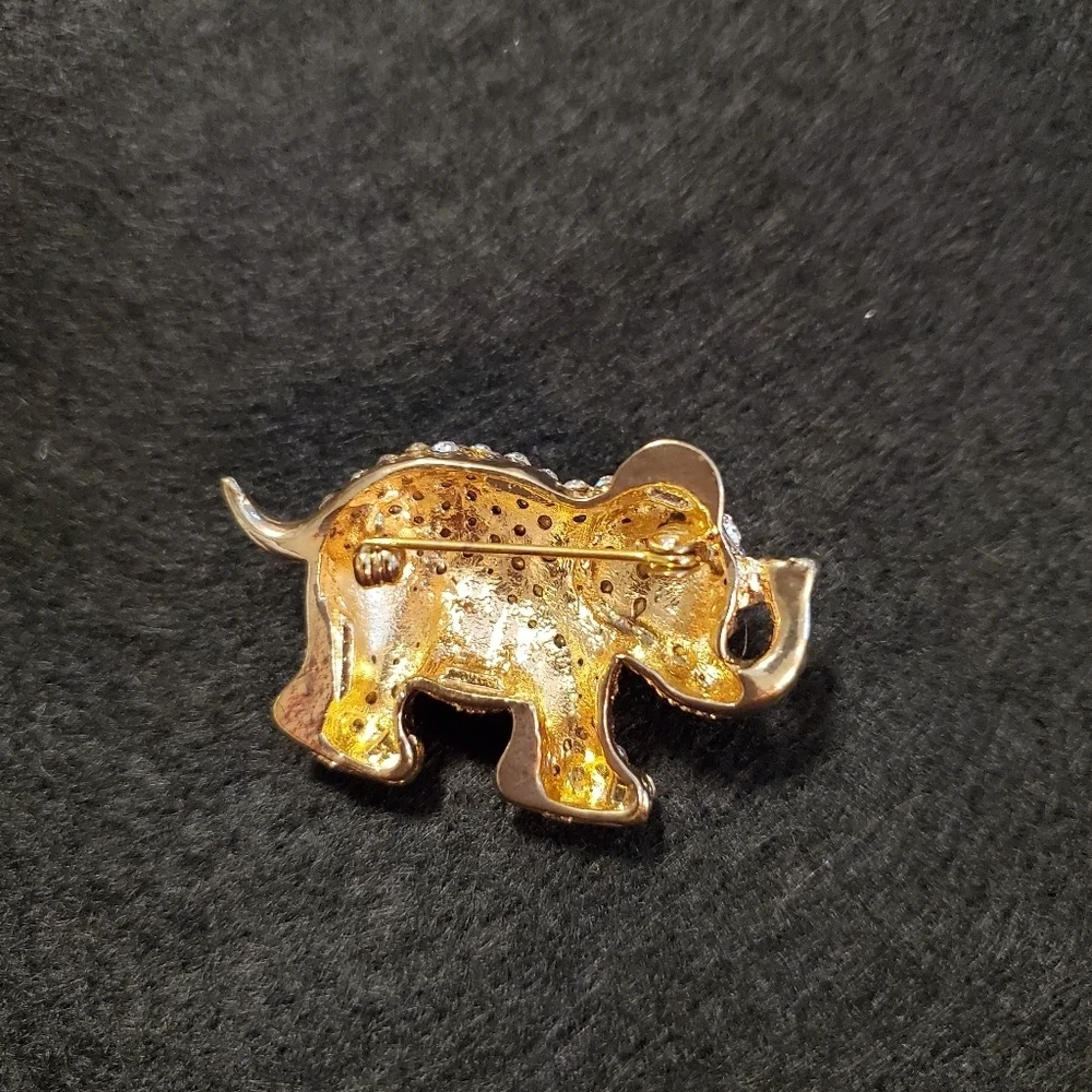 Crystal Encrusted Elephant Brooch